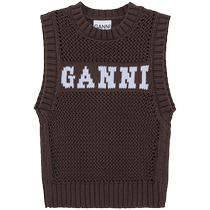 Ganni womens intarsia knitted logo cotton blend vest FARFETCH