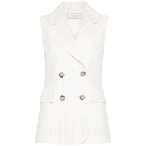 Peserico Womens Sequined Pinstripe Western Vest FARFETCH