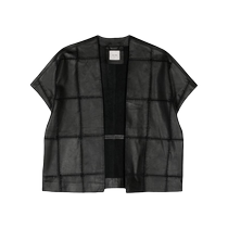 Alysi womens patchwork design short-sleeved leather jacket FARFETCH