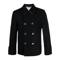 Thom Browne Mens Double-Breasted Wool Crew Jacket FARFETCH