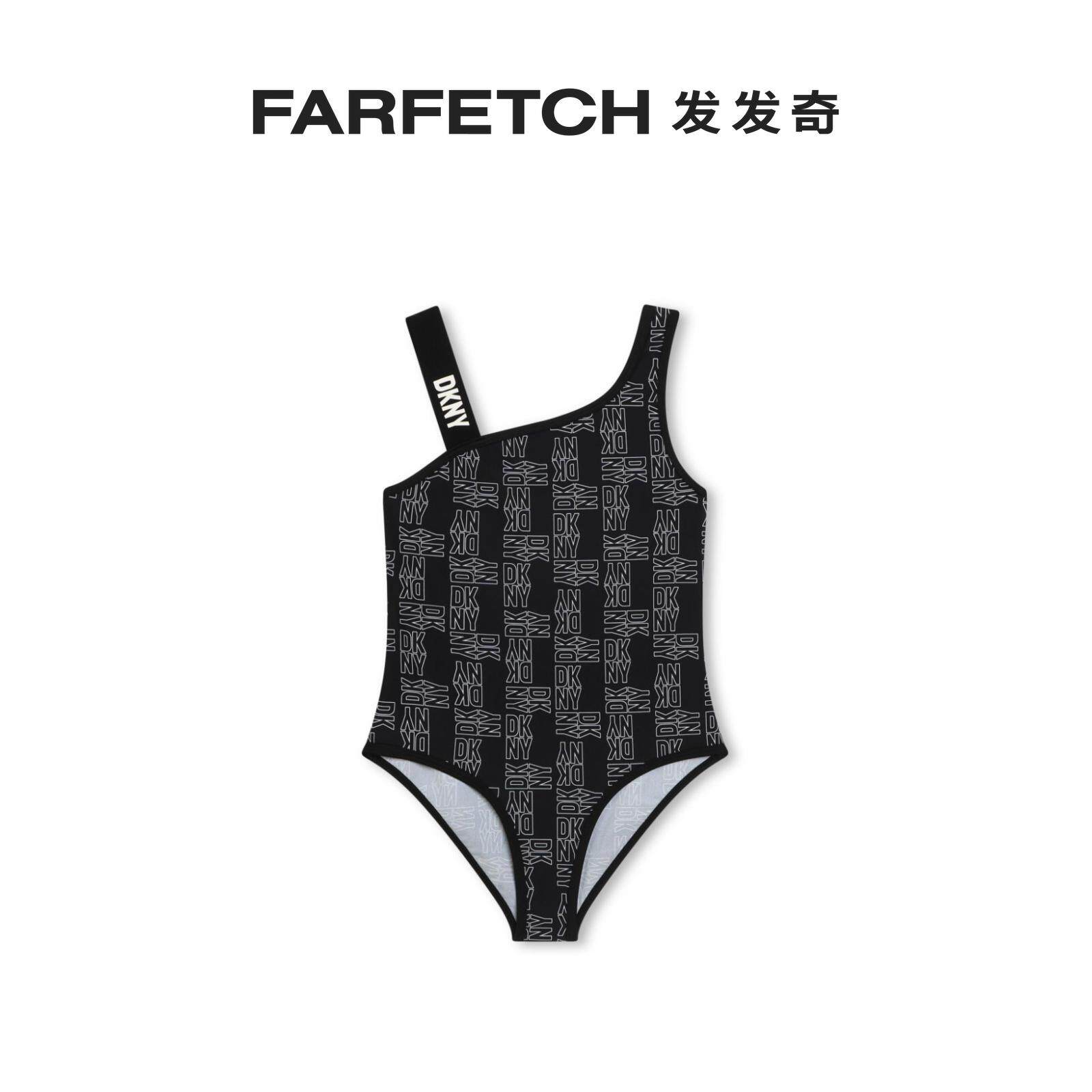 DKNY childload logo printed one-piece swimsuit FARFETCH Fat Chic-Taobao