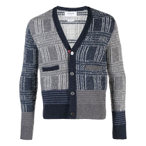 Final Sale]Thom Browne Mens Pow Plaid Jacquard V-neck Cardigan FARFETCH