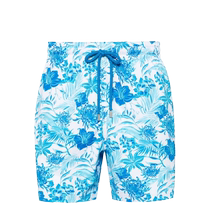 VILEBQUIN men botanical-print drawstring swum shorts hair chic