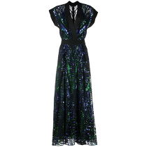 Final Sale]Elie Saab Womens V-Neck Sequin Embellished Dress FARFETCH