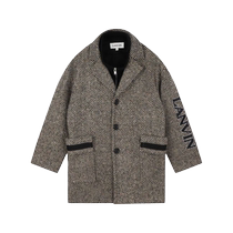 Lanvin Lanvin childrens herringbone twill knitted single-breasted jacket FARFETCH