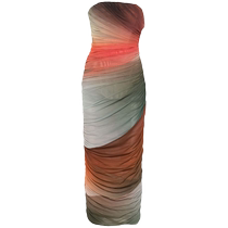 The Attico Womens Ruched Detailed Ombre Midi Dress FARFETCH
