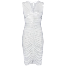 Norma Kamali Womens shirred-effect ruffled dress FARFETCH