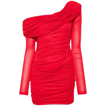 Lady Blumarine Woman Dew Shoulder Pleats Mini One-piece Dress FARFETCH Hair Chic