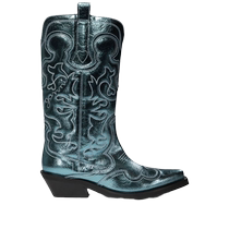 Ganni womens embroidered leather western style high boots FARFETCH
