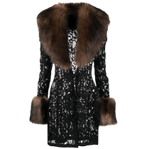 Final Sale]Alessandra Rich Womens Faux Fur Trim Lace Jacket FARFETCH