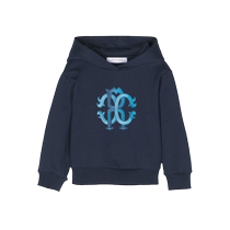 Roberto Cavalli Junior classic logo embroidered ribbed trim hoodie