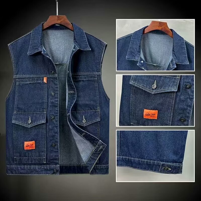 Clearance Sale Denim Vest for Men, Autumn Trendy Brand, Loose Fit Sleeveless Vest, Workwear Jacket