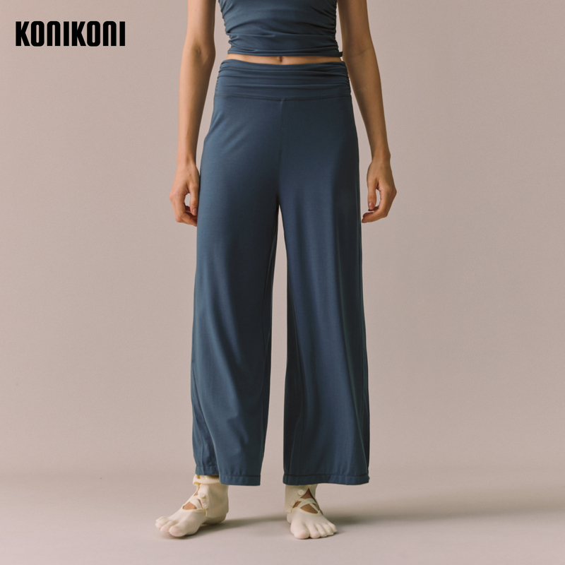 Konikoni Soft Flow Woven Merino Wool Loose Sports Pants 9/10 Length Lightweight Drape Yoga Pants Konikoni Soft Flow Woven Merino Wool Loose Sports Pants 9/10 Length Lightweight Drape Yoga Pants