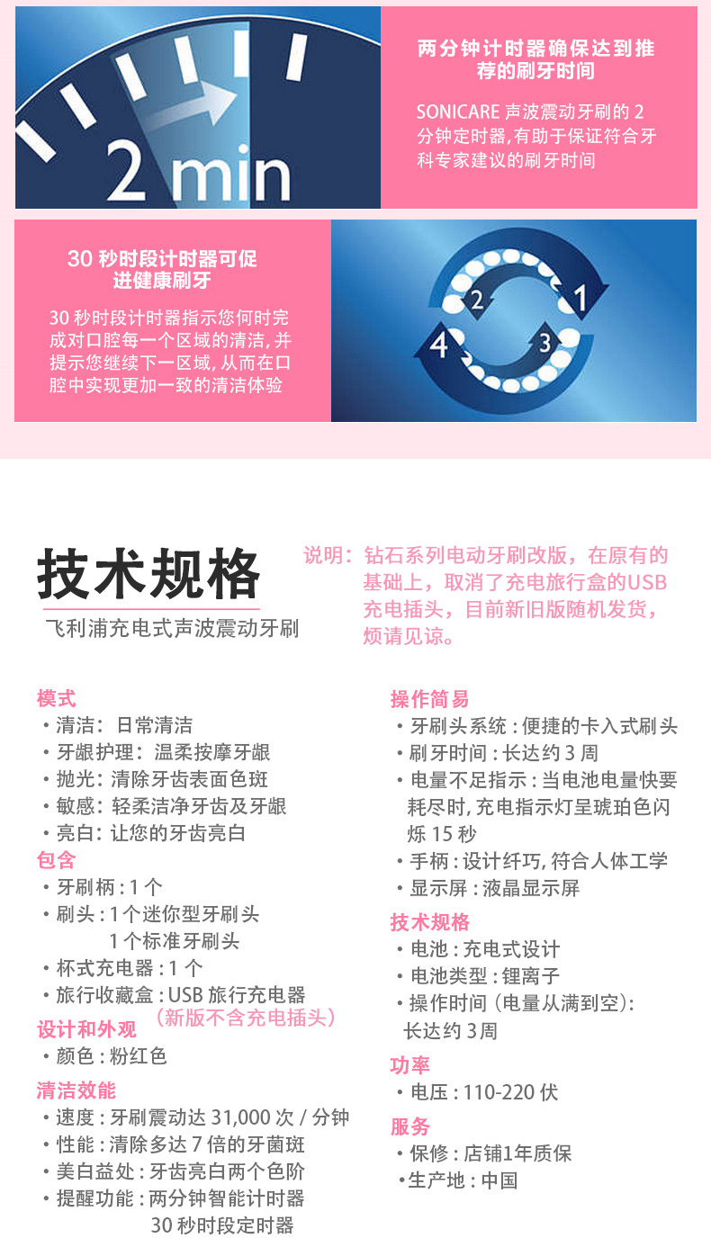 飞利浦 顶级旗舰钻石系列 HX9362 声波电动牙刷 图11