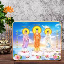 Customized portraits of the Three Saints of the West portraits of the Three Saints of the West Guanyin Bodhisattva Mahasthamaprapta Bodhisattva hanging paintings