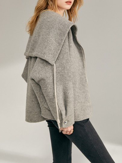 ELLE abrigo de lana retro de doble cara para mujer, abrigo de gama alta de nuevo diseño de invierno 2025