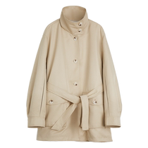 ELLE khaki workwear style stand collar windbreaker jacket for women 2024 autumn new niche designer temperament top