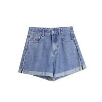 (sélectionné) ELLE French banderole banderole bleu jeans femme 2024 été nouveau petit - short rétro individuel