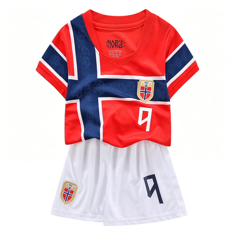 Children's Norwegian National Team Haaland No. 9 Jersey 2026 Football Uniform Family Set Haaland Jersey