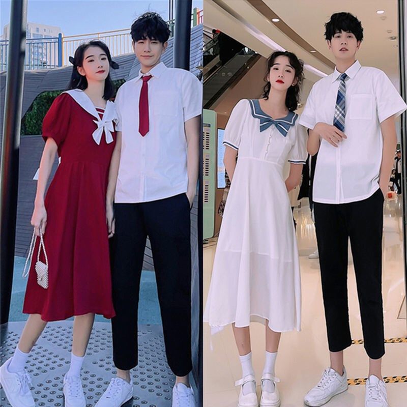 Red singing chorus recitation competition performance clothing female long skirt high school junior high school students graduation photo class uniform suit
