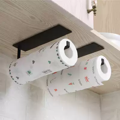 Kitchen towel rack-free integral cabinet roll toilet paper rack kitchen paper towel plastic wrap storage rack