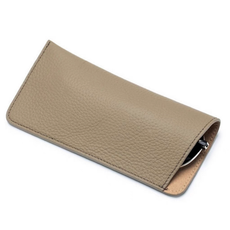 First-Layer Leather Portable Anti-Pressure Sunglasses and Eyeglasses Storage Bag for Men and Women, Genuine Leather Presbyopia Protection Case