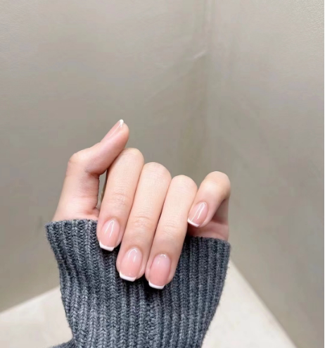 Handmade Nude French-Style Nail Tips That Enhance Complexion, Suitable for Students and Office Workers, Simple Short Style, Removable Nail Pieces