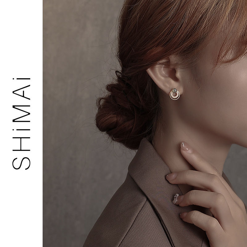 Geometric Small Circles Ring Earrings Rings 2022 New Wave small crowdDesign Ear Accessories Round Sen DELICATE PEARL EARRINGS