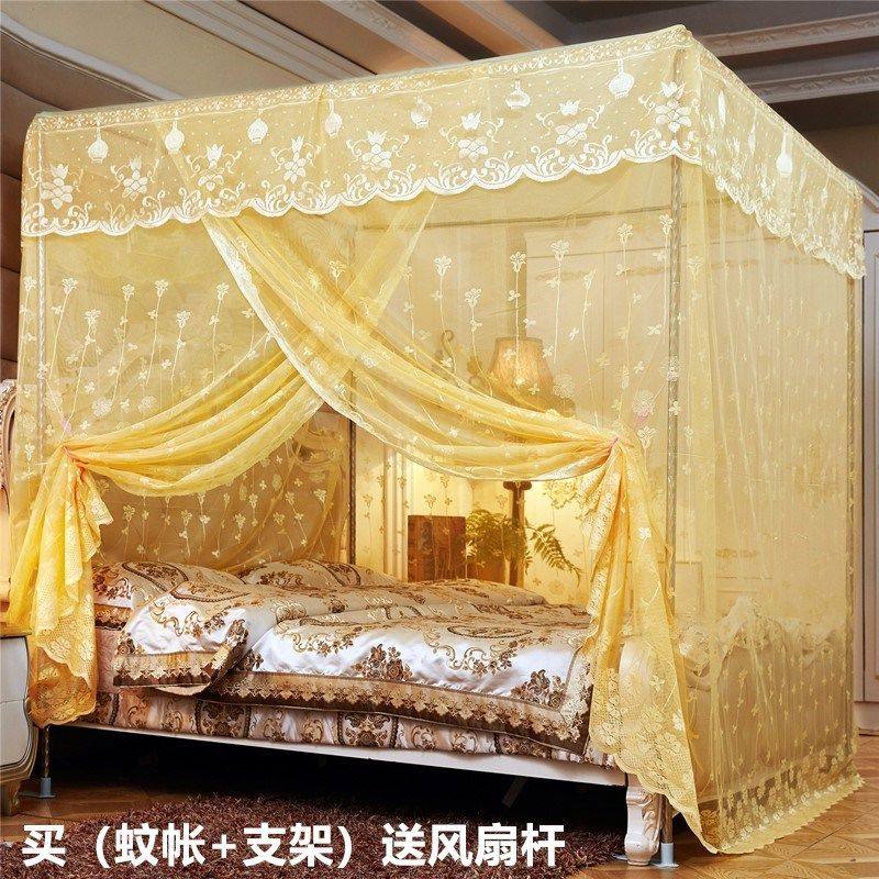 Chinese mosquito net encrypted thickened with bracket floor type 1 8m bed Home Double mosquito net One metre five upscale Old money-Taobao