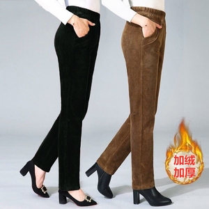 秋冬加绒新款打底裤直筒大码保暖灯芯绒裤子