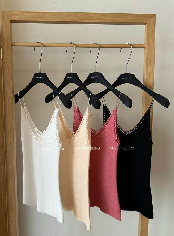 Sensefeeling Thirteen-Line Camisole for Women, Sexy Lace Trim Hollow Out Base Layer Top