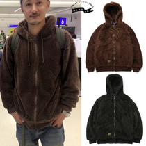 Yu Wenle Japanese retro plush cotton coat men and women hooded autumn and winter Tide brand loose fleece cotton coat