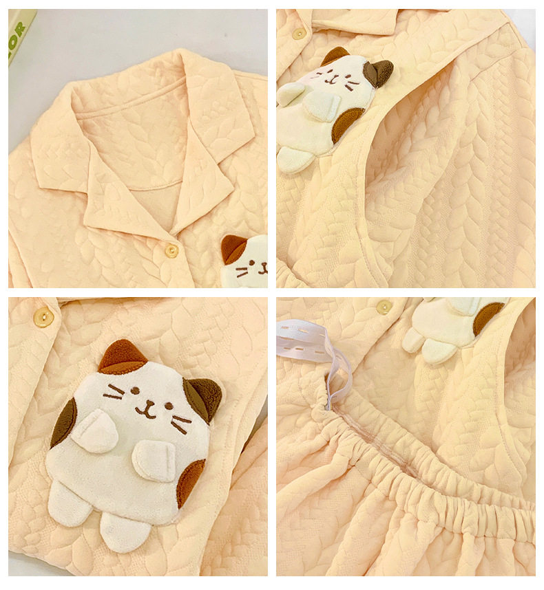 Maternity Pajamas Autumn and Winter Style Thickened Three-Layer Pure Cotton Warm Postpartum Nursing Home Wear Maternity Set — 27