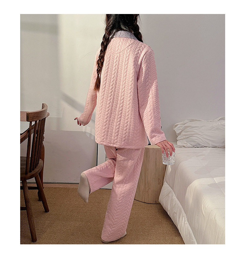 Maternity Pajamas Autumn and Winter Style Thickened Three-Layer Pure Cotton Warm Postpartum Nursing Home Wear Maternity Set — 14