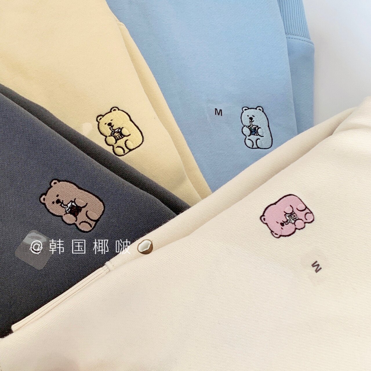 Domestic spot Korean coconut whoau direct mail Gummy bear embroidery plus velvet sweater