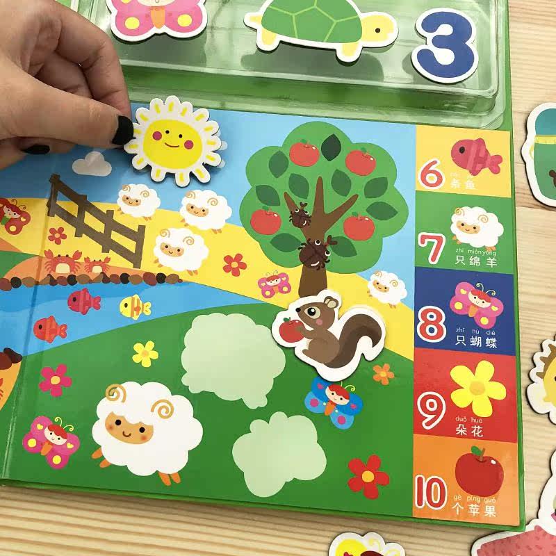 Children's magnet sticker book 2-3-5-6 years old kindergarten baby cartoon puzzle repeatedly paste sticker book toy