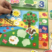 Children Magnetic Stickers Book 2-3-5-6-year-old Kindergarten baby cartoon Puzzle Repeatedly Glued to Illustrated Book Toys