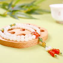 Rui Xiaoying embellished sapphire natural Hetian jade sapphire bracelet womens s925 sterling silver Qingshui bracelet double circle gift