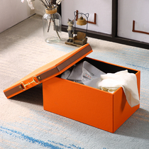 Bai Kaiqi household coat box leather storage box Orange model room soft decoration ornaments cloakroom storage box