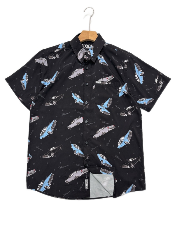 West Coast American Fashion Plus-Size Men's Shirt with Printed Lapel and Quick-Drying Short-Sleeved Shirt