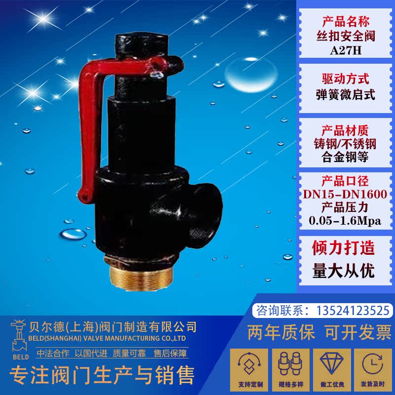 Wire port safety valve A27H 10C cast steel carbon steel spring micro-opening safety valve DN15 20 25 32