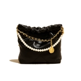 Цепь, мусорный мешок, сумка на одно плечо, ремешок для сумки, в стиле Шанель, на цепочке, коллекция 2023, из натуральной кожи