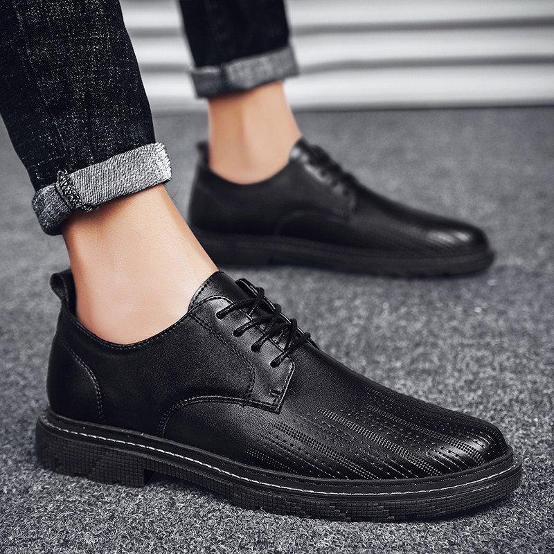 Leather Shoes Men's Han Edition Men's Business Positive Fashion Trends Inglées Youth Casual Shoes Men's Shoes Men's Shoes Fall Black-Taobao