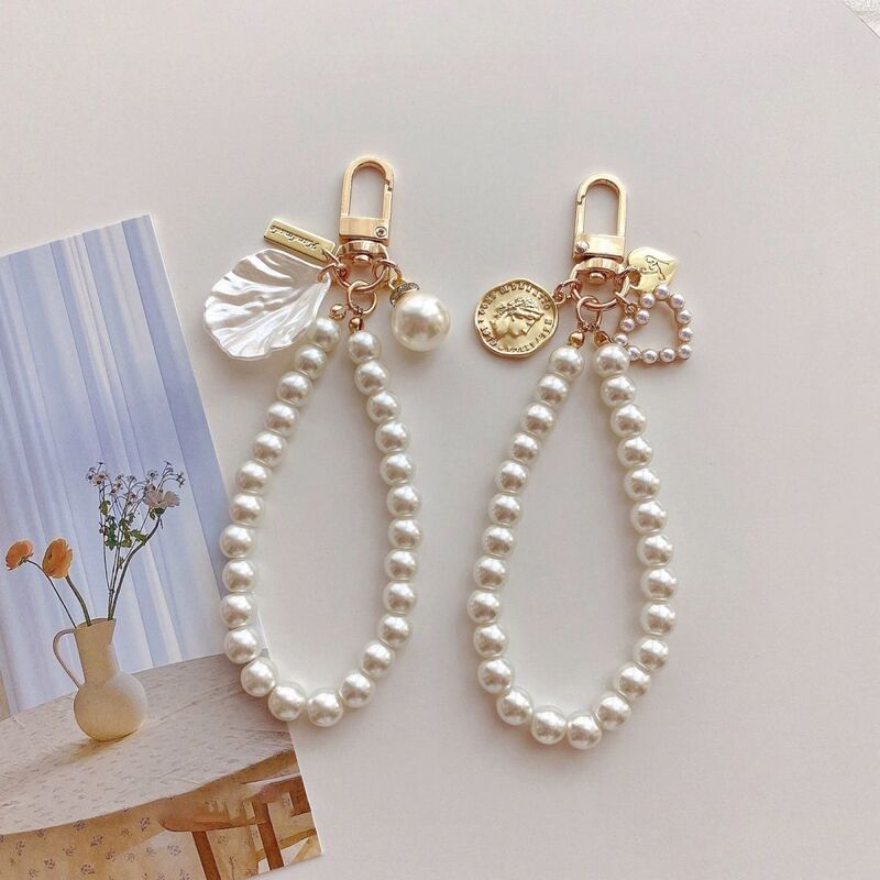 Baroque Pearl Shell Heart-Shaped Pearl Keychain Student Bag Pendant Decoration Girly Birthday Gift Trendy