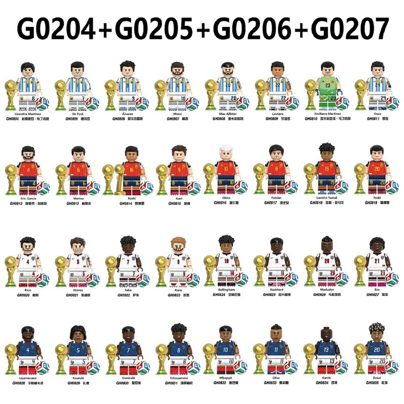 [Four Major Soccer Teams in the Us, Canada, and Mexico] G0205 Messi G0204 Mbappe G0206 Rodri G0207 Kane