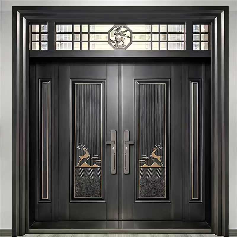 Villa Double-Door Entrance Door, Rural Self-Built House Door, Household 380 Stainless Steel Painted Living Room Entrance Door