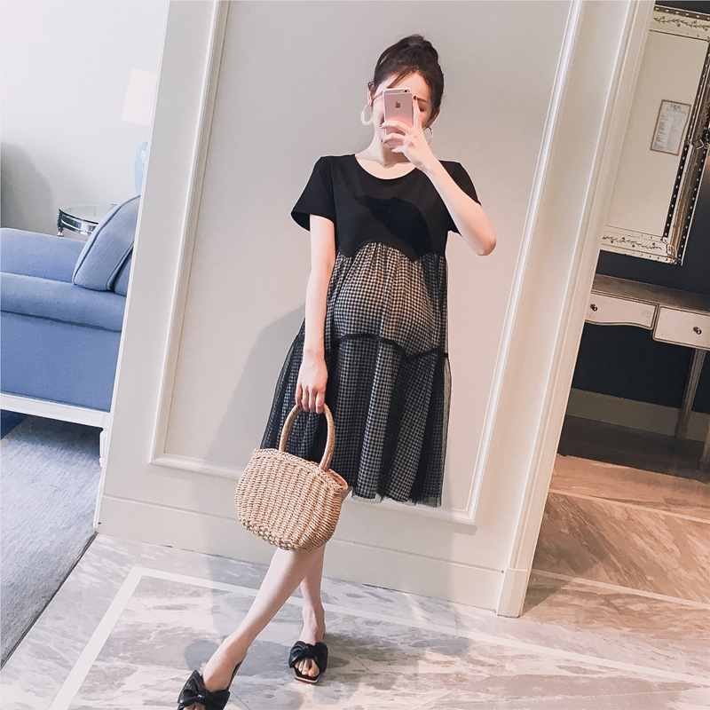Pregnant women summer suit outdoor fashion decompression age large summer dress high-end short pregnant woman dress