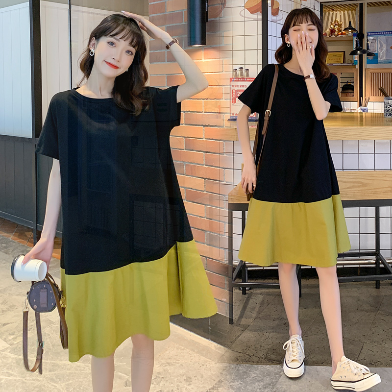 Pregnant women dress summer 2022 new large - yard pregnant women dress 200 pounds out late - stage loose pregnant women dress
