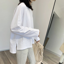 White bottoming shirt commuter womens clothing 2023 new cotton loose long-sleeved T-shirt winter inner top womens spring clothing