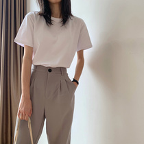 Pure cotton white short-sleeved womens t-shirt half-sleeved sweet cool loose thin section pure cotton student inner top trendy round neck womens summer